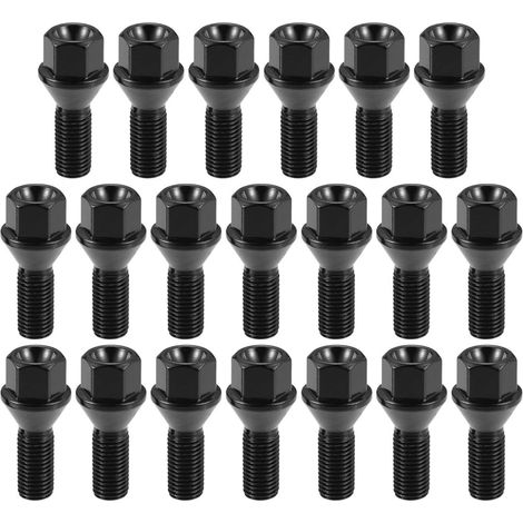 Boulons De Roue - Acier Trempé - Compatible BMW Série 3 E36 E46 E90 E91 E92 - Longueur 27 mm - Pas M12x1.5 - Lot De 20 Pièces (1/5)