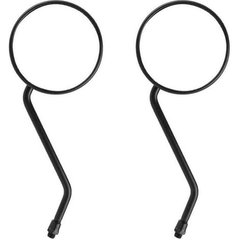 Rétroviseur universel pour moto - Filetage 10 mm - Noir arrondi - Miroir plat - Longueur 28,2 cm (1/4)