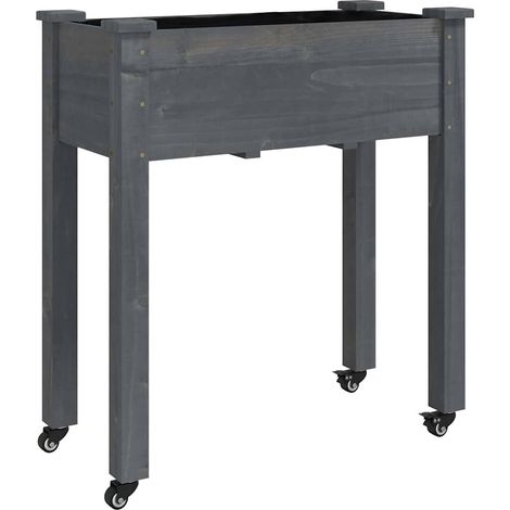 Maison Exclusive - Fioriera Ruote e Fodera Grigia 71x37x80cm Legno Massello Abete
