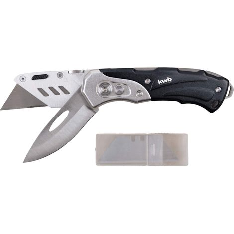 kwb coltello universale 016921 (con due lame, coltello da tasca e coltello da taglio, pieghevole) (1/5)