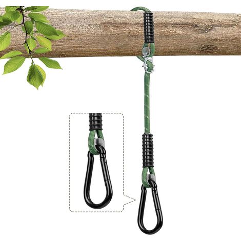 Câble de fixation pour balançoire, fixation pour hamac et fauteuil suspendu, corde de 2,3 m avec mousqueton, 450 kg pour arbre, balançoire pour yoga intérieur et extérieur (1 pièce) (1/5)