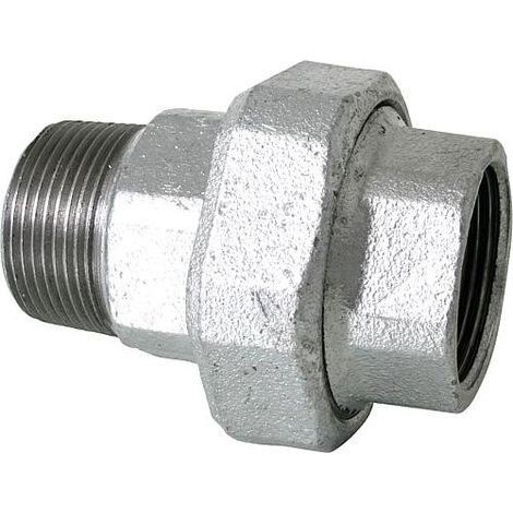 Raccord en fonte malleable galvanise no. 341, raccord a vis, joint conique, diam. 1/2" (1/3)