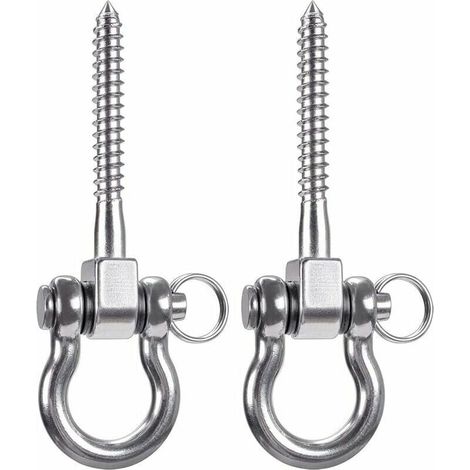 royaluxe -Lot de 2 crochets de plafond robustes en acier inoxydable 304, capacité de 900 kg, crochets de suspension avec vis pour bois, yoga, chaise suspendue, sac de boxe, hamac, fauteuil, roulement (1/5)