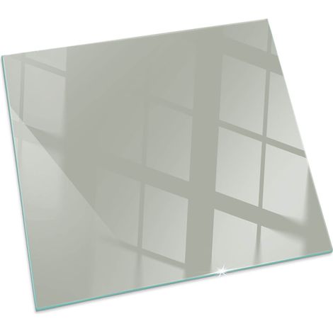 Modernes Kaminaccessoire Funkenschutzplatte für Kamin Hitzeschutz Schutzplatte Hartglas Dekorative Glasbodenplatte Farbe Graugrün Quadratisch 50x50 cm