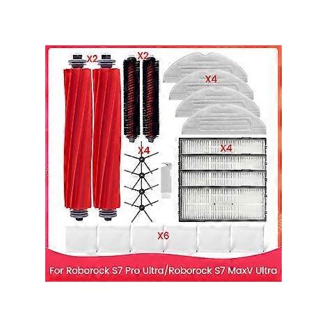 Kit d'accessoires pour Roborock S7 Pro Ultra S7 MaxV Ultra : brosses latérales principales, filtres HEPA, chiffon de nettoyage, poussière. (1/5)