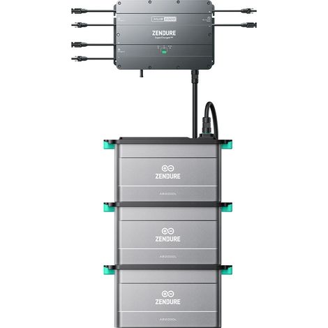 Zendure SolarFlow Hub 2000, Hub PV pour centrale électrique de balcon, stockage SolarFlow, entrée solaire 1800 W,mit 3xAB2000X 5760 Wh LiFePO4