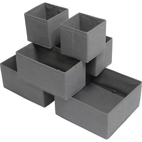 Simple Houseware Boîte de rangement pliable en tissu pour placard, commode, tiroir, séparateur, panier de rangement pour sous-vêtements et soutiens-gorge, gris foncé (lot de 6)