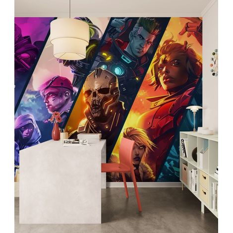 Papier Peint Cyberpunk - Lignées Rebelles Néon - 150 x 250 cm (1/2)