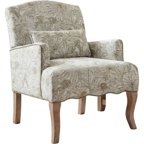 Wahson Poltrona Imbottita in Tessuto di Lino con Gambe in Legno Massello, Sedia da Salotto Vintage per Soggiorno e Camera da Letto, Verde