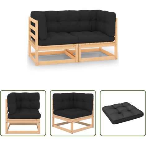 Massivholz Sofa - Garten-Ecksofas mit Kissen 2 Stk. Massivholz Kiefer (1/5)