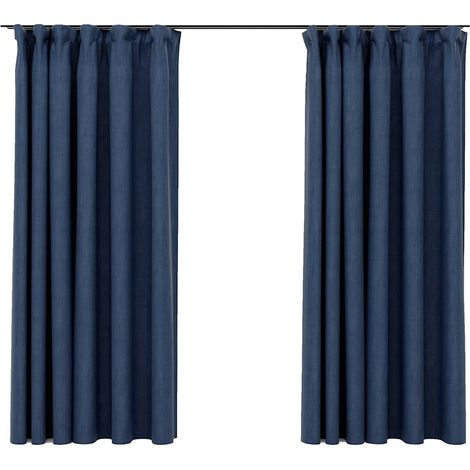 Maison Exclusive - Verdunkelungsvorhänge Haken Leinenoptik 2 Stk.