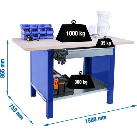 Simonrack Simonwork BT6 Pro Arbeitstisch Blau Robust 865x1500 mm