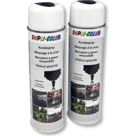 2 bombes de peinture - Blanc - Marquage craie - Repérage - Effaçable - 500ml