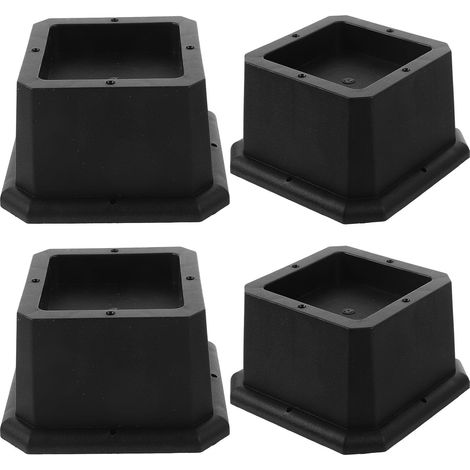4 Pièces Blocs de Rehausse de Lit Rehausseurs de Pieds de Meubles Carrés Empilables en Caoutchouc Noir Antidérapants, pour Table et Machine à Laver, Protection du Sol (1/5)