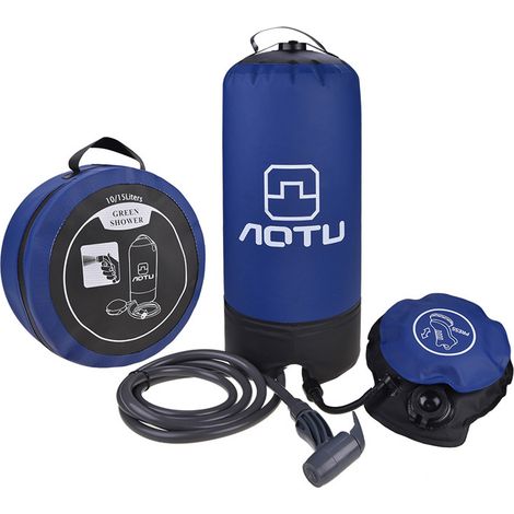 Nazalus-Sale 11L Campingdusche mit Fußpumpe, tragbare faltbare Outdoor-Duschtasche für Dusche, Solardruckdusche mit Düse und Schlauch für Camping, Wandern und Reisen