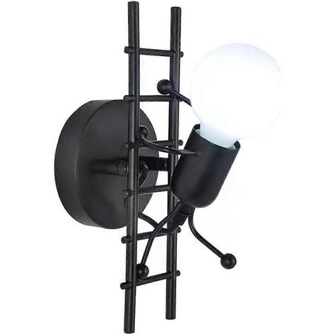 1x Little People ijzeren wandlamp voor binnen, moderne industriële wandlamp, eenvoudige wandlamp voor woonkamer, hal, slaapkamer, 220V, E27 lamp niet inbegrepen (1/4)