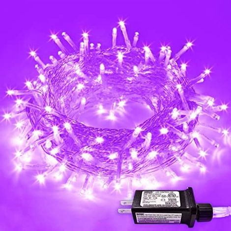Guirlande Lumineuse - 200 LED Violet - 66 Pieds - 8 Modes - Fil Clair - Étanche IP44 - Pour Intérieur Extérieur - Arbre De Noël Jardin Chambre - 1 Pièce (1/5)