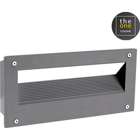 LEDS C4 Micenas LED Applique Murale Encastrée Extérieure Rectangulaire à LED Gris Urbain, Mat IP65 5.5W 3000K Dimmable