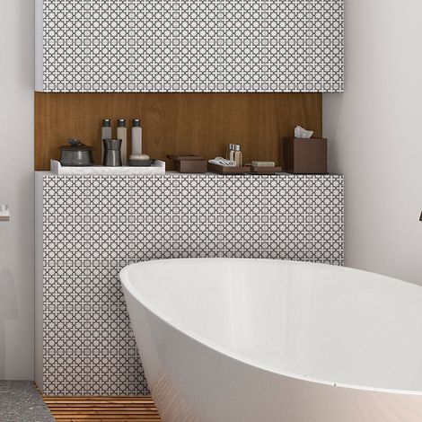 Sticker Mural Carrelage adhésif Cuisine Salle de Bain - 9 STICKERS CARREAUX DE CIMENT ORIENTAL ARIANA - 9stickers20x20cm (1/5)