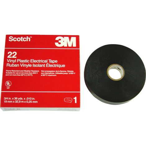 RUBAN ISOLANT SCOTCH 22 SCOTCH SCOTCH22-19X33 NOIR (L X L) 33 M X 19 MM RÉSINE CAOUTCHOUC 1 PC(S) (1/2)