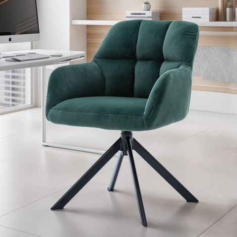Wahson Bürostuhl drehbar aus Samt,Schreibtischstuhl ohne Rollen mit dicke Rückenlehne, Homeoffice Stuhl Bürosessel für Home Office Gaming & Wohnzimmer, Grün