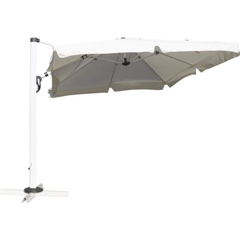 Ombrellone da Giardino Decentrato 3x4m in Alluminio e Poliestere Bianco (1/5)