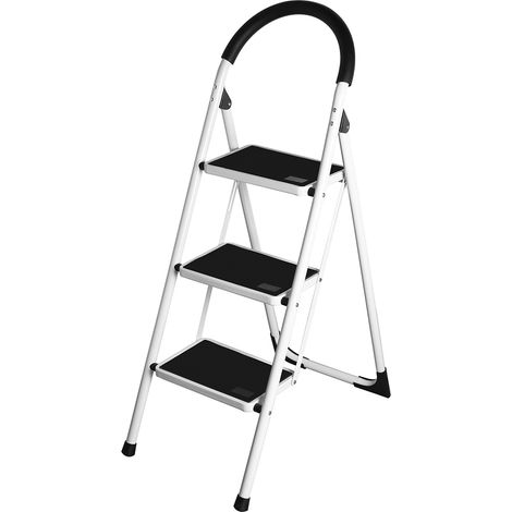 Scala Scaletta Pieghevole 3 Gradini Antiscivolo Sgabello Scaletto Acciaio 150kg (1/5)