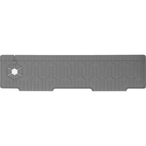 Robinet Tapis En Silicone Double Face Résistant À L'eau Évier Splash Garde Tapis Réglable Trou Design Premium Matériel pour Cuisine Salle De Bains 60x15cm (Gris)