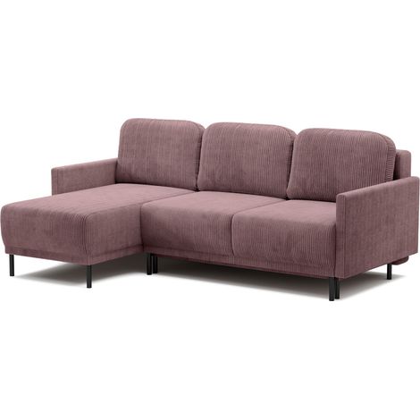 Selsey Hamiel – Ecksofa mit Schlaffunktion & Bettkasten, Cord, Universal, Lila