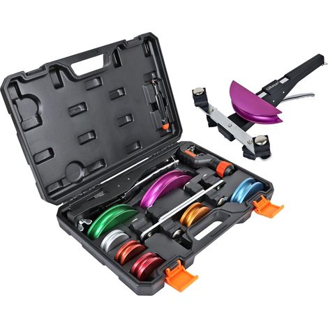 90° Hook Tube Bending Set: 1/4" to 7/8" DO with 7 Color Aluminum Heads - MODEL LITE (without reverse) with Tube Cutter and Breaker
