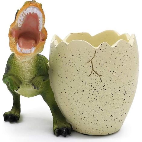Organiseur/nettoyant de bureau dinosaure : Ce porte-stylo sur le thème des dinosaures ajoute une touche d'élégance à tout espace de travail, et sa résine écologique garantit sa durabilité.