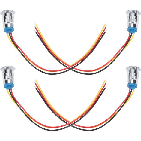 Satz mit 4 wasserdichten 12-mm-LED-Anzeigeleuchten, gemeinsame Anode, rot und gelb, 110–220 V industrielle Steuerungskomponenten (1/5)