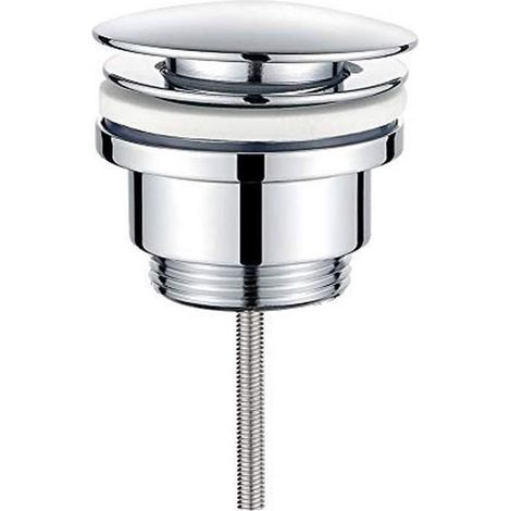 M20509 Bonde de Lavabo Clic Clac avec/sans Trop-Plein - Bouchon Vidage Salle de Bain en Métal Argenté,Robuste et Installation Facile (1/4)