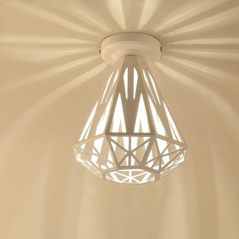 Plafonnier Vintage Industrielle Lustre en Fer Cage Abat-jour Lampe de Plafond E27 Éclairage Décoration Suspension Luminaire pour Chambre Entrée Couloir Bar Restaurent 20CM, Noir (1/5)