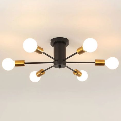 Angstrom 6-Light Dimmable Sputnik Sphere Chandelier, 57cm Modern Semi Flush Mount Ceiling Light for Living Room, Bedroom & Dining Room (1/5)
