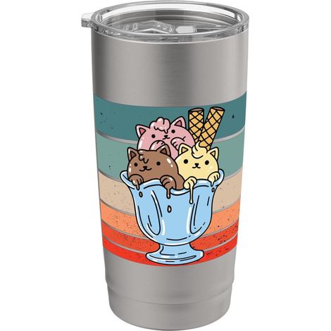 Glace Fun Cat Dessert Bol à glace Chocolat Vanille Gobelet isotherme en acier inoxydable double paroi (1/5)