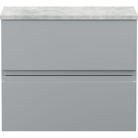 Mavesyn Contemporary 2 Drawer Wall Hung Vanity Unit with Worktop, Satin Grey, 600mm