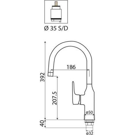 Miscelatore lavello canna snodata alta BT-160 BETA (1/2)