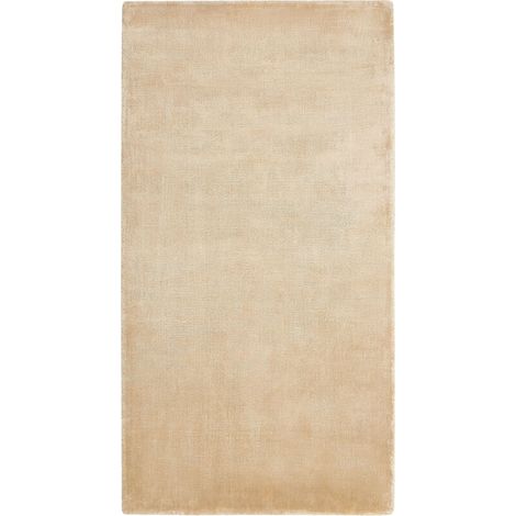 Tapis Moderne en Viscose 80 x 150 cm Fait Main Salon Bureau Chambre Doré Sable Beige Gesi II (1/5)