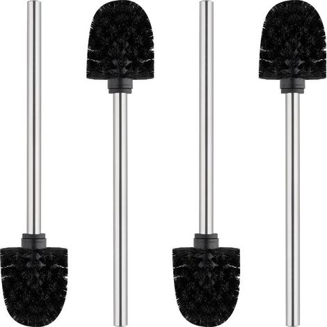 Brosse WC Classique 4 Pièces, Manche en Acier Inoxydable, Tête de Brosse Noire 8CM (1/5)