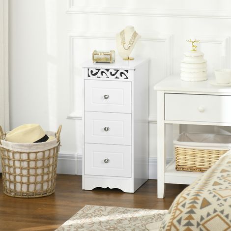 Armario multiusos con cajones, armario bajo de MDF de grado E1, 29,8 x 29,8 x 68,5 cm, blanco. (1/5)