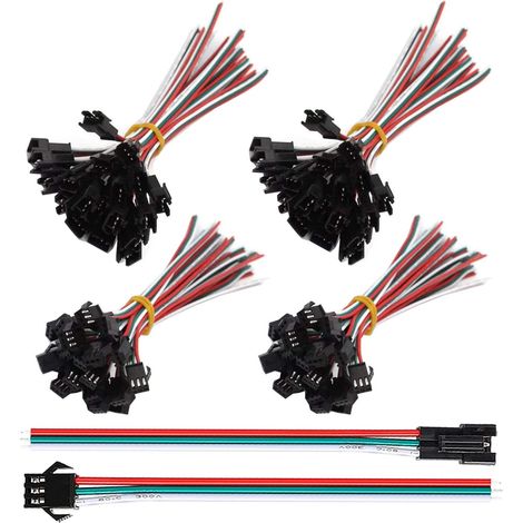 30 Pairs JST SM 3 Pin Plug Male to Female Cable Connector Adapter Cable, 22 AWG JST SM JST Connector 3 Pin Male and Female Connector Adapter with 150mm Electric Cable (1/5)