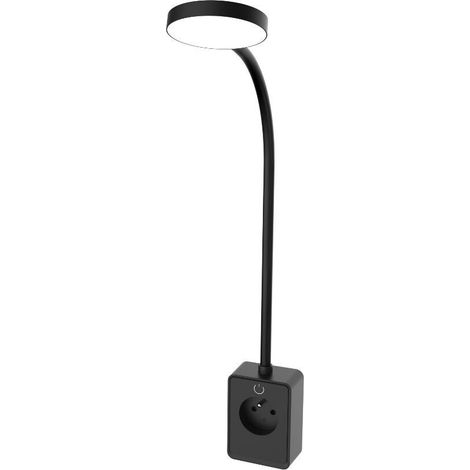 Applique murale LED tactile dimmable 4W avec prise et USB Rabalux Tivro E noire (1/5)