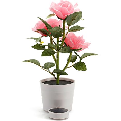 3 LED Rose Lumière Solaire Simulation Fleur Pot Jardin Éclairage Décoration -KZQ (1/3)