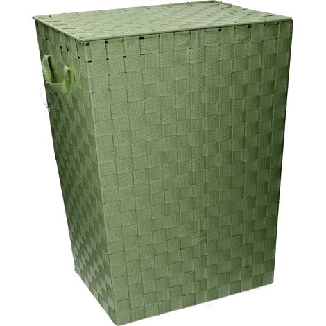 Cesta rectangular de poliéster forrado verde claro cm40x30h53 (1/3)