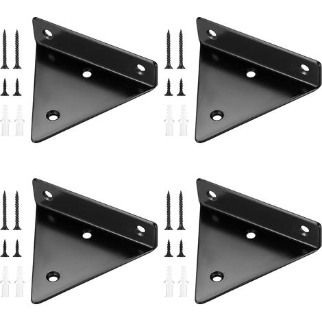 4 Pièces Supports d'étagère Flottants, Supports à Tablettes Muraux Triangulaires Invisibles, Equerre Etagere Murale Métal pour étagère (1/5)