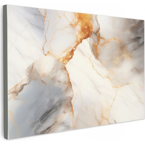 TABLEAU SUR TOILE Marbre - Gris - Or Toile Peinture Grand Format XXL 150x100 cm
