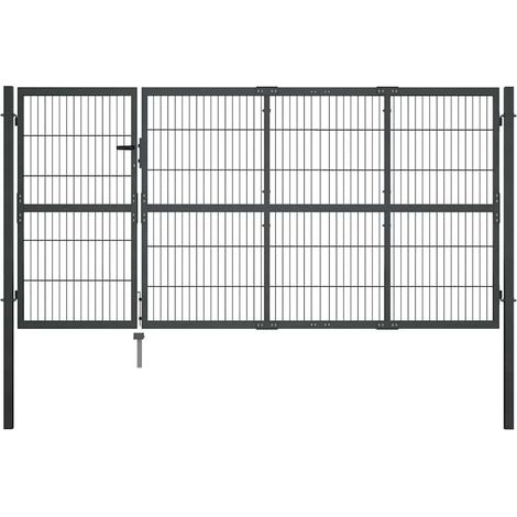 Portail de jardin avec poteaux, acier, 350 x 120 cm, anthracite