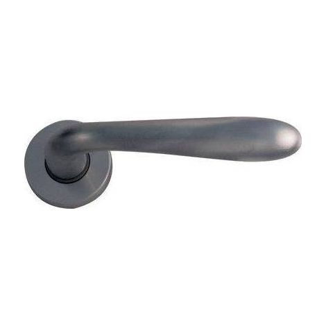 MANIGLIA PORTA BLINDATA ROSETTA TONDA 'GOCCIA' Dx - cromo satinato