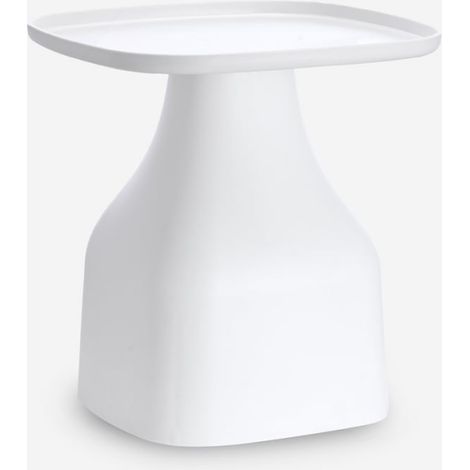 Table basse 48x48 moderne en plastique pour intérieur et extérieur Bell XL - Blanc (1/4)